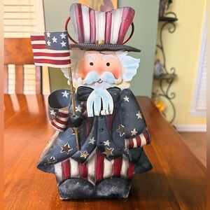 NEW Home Interiors Americana Uncle Sam Tin Lantern Candle Holder Patriotic